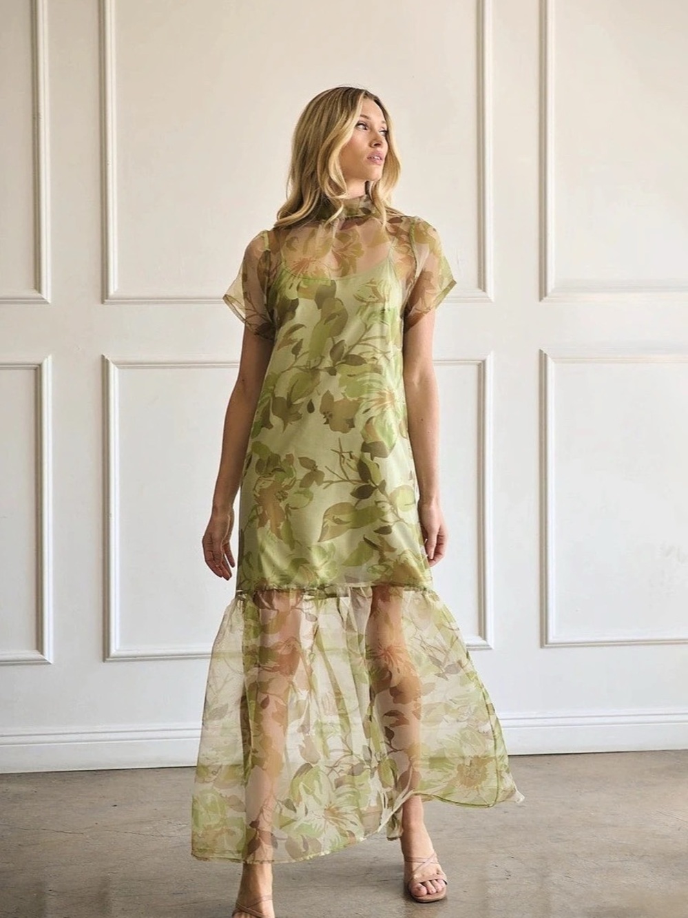 Sugarlips the Ellery Maxi Dress Green & Pink